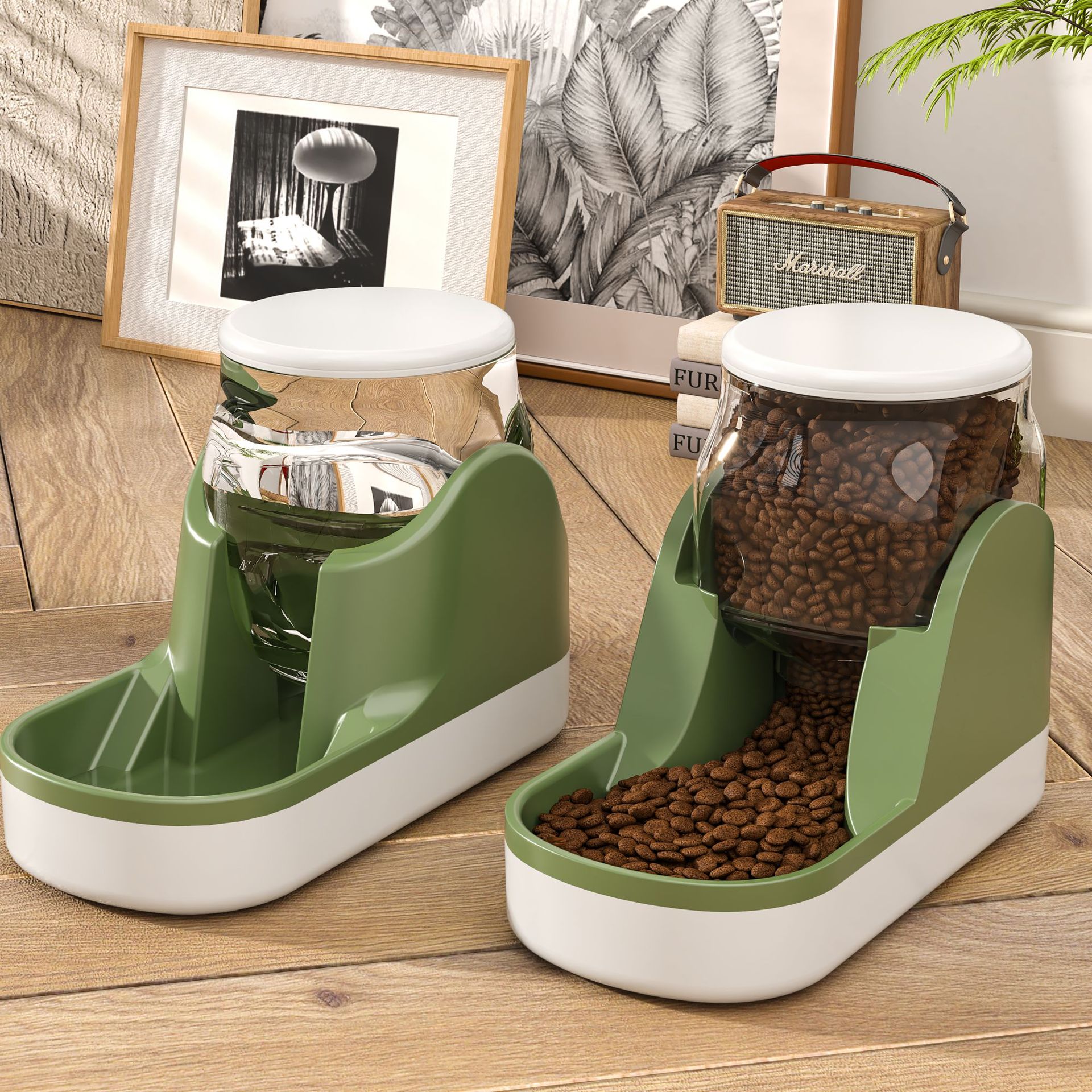Automatic Pet Water Fountain Feeder Food Dispenser Bowl