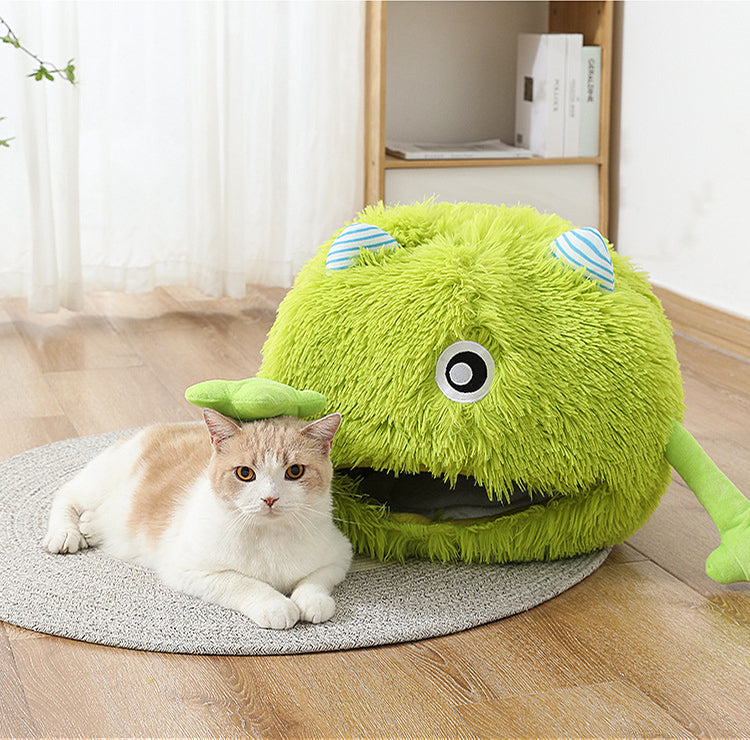 Fluffy Round Calming Pet Bed Soft Washable Non Slip