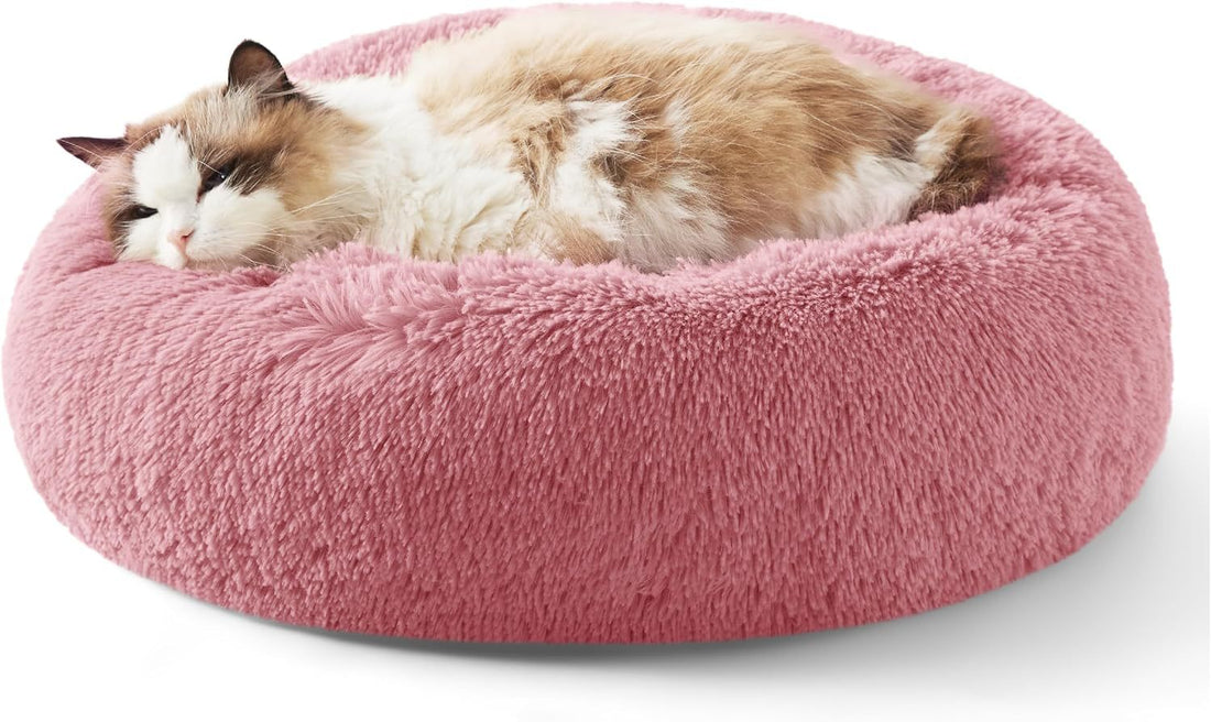 Solid Color Non Slip Round Plush Pet Bed Soft Cushion