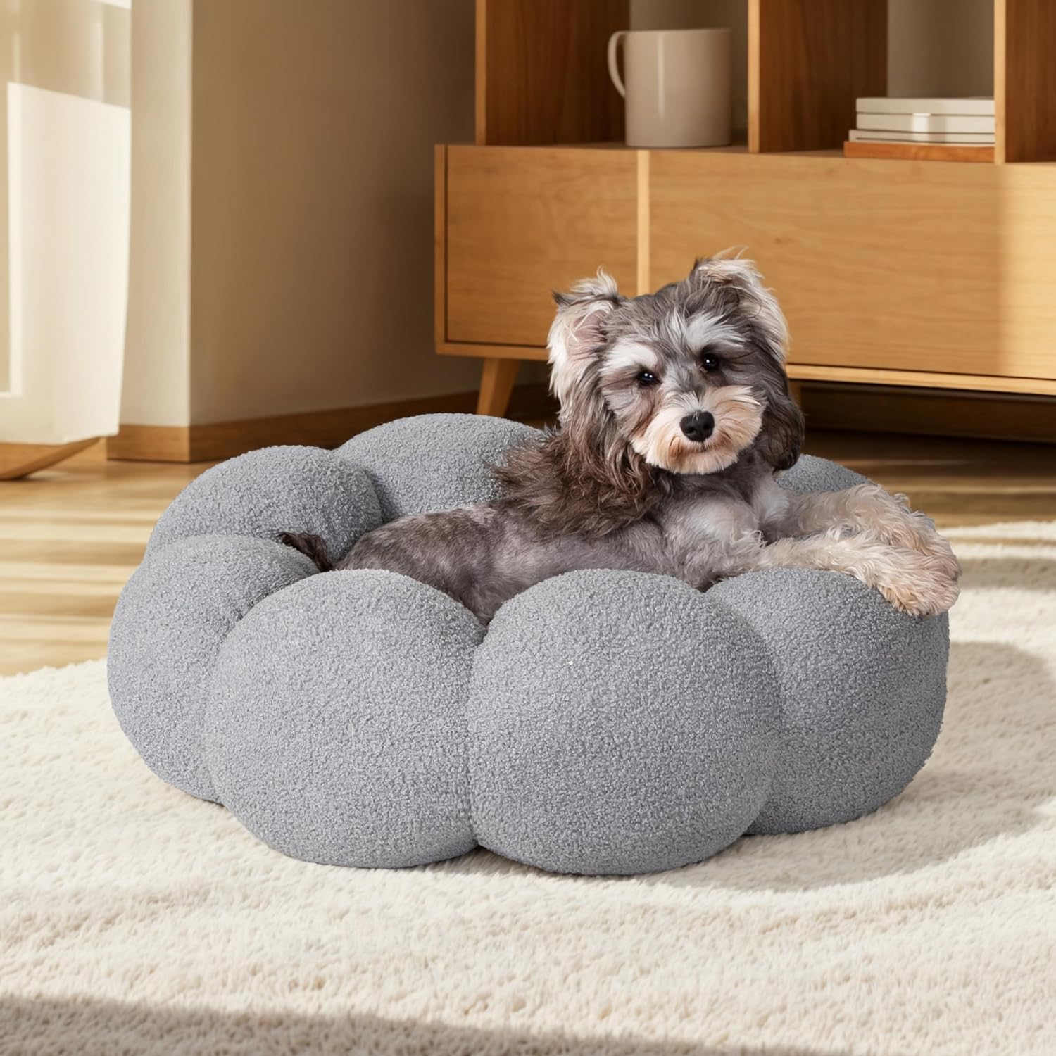 Calming Plush Donut Pet Bed Soft Washable Non Slip
