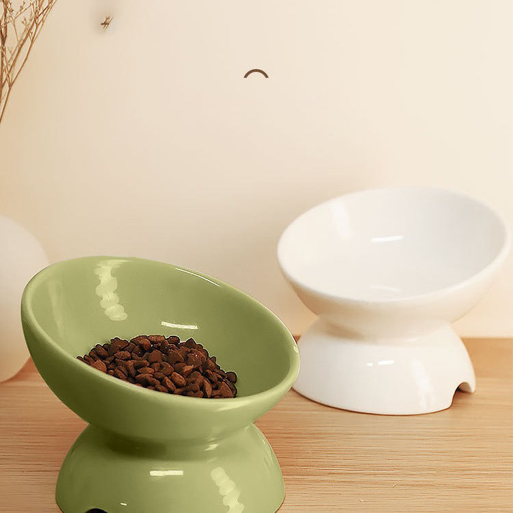 Ceramic Tilted Pet Food And Water Feeding Bowl
