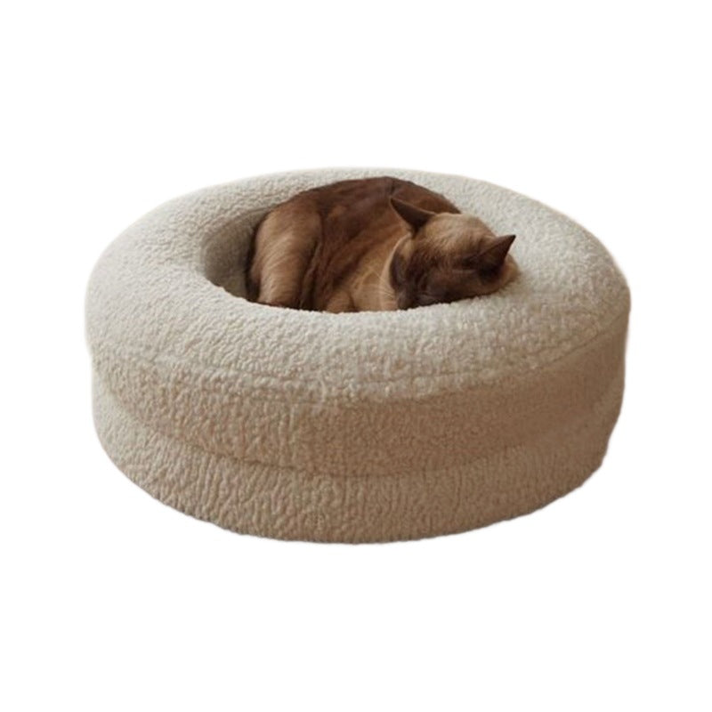 Household Solid Color Leisure Pet Round Bed Soft Nest