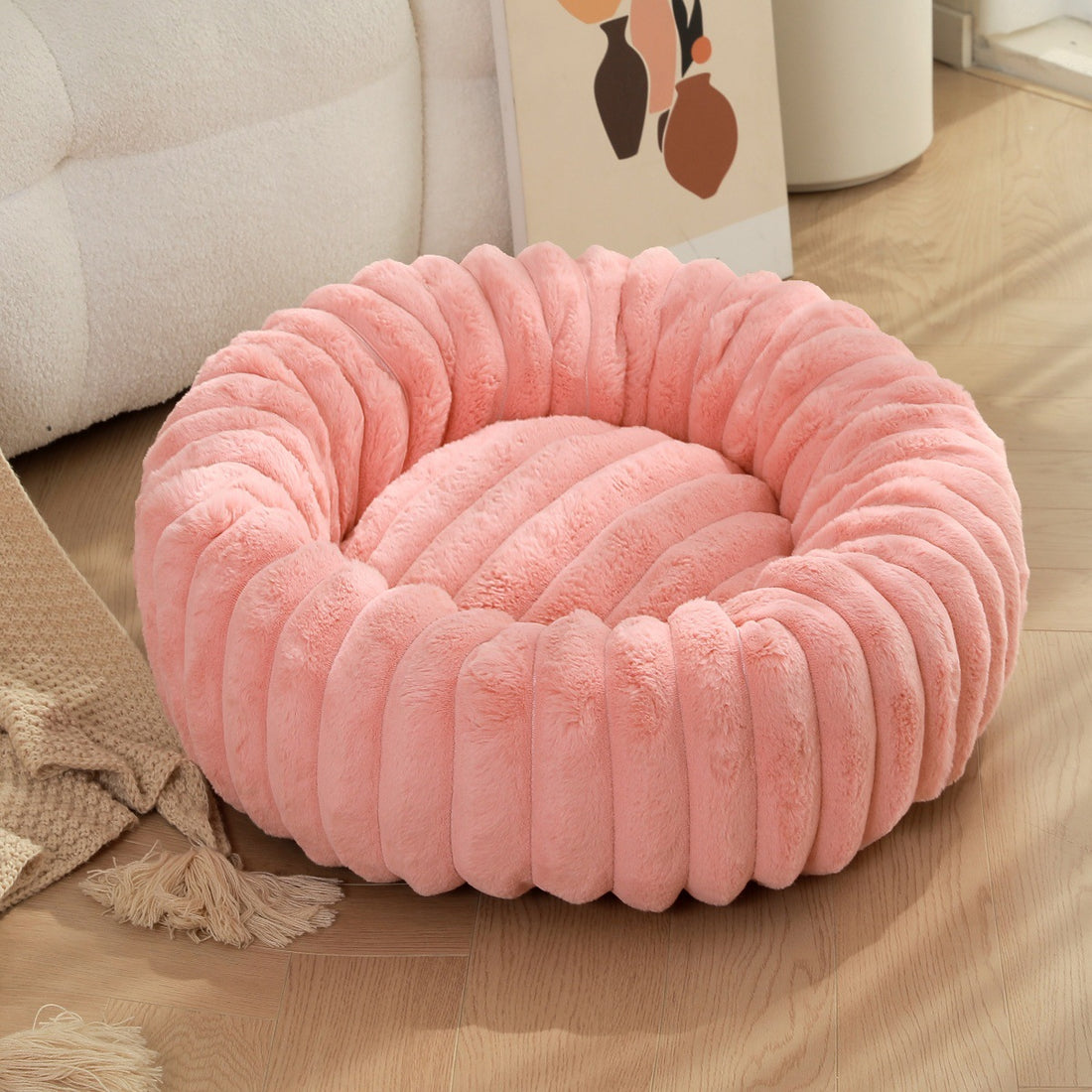 Plush Round Warm Pet Bed Winter Kennel Soft Mat