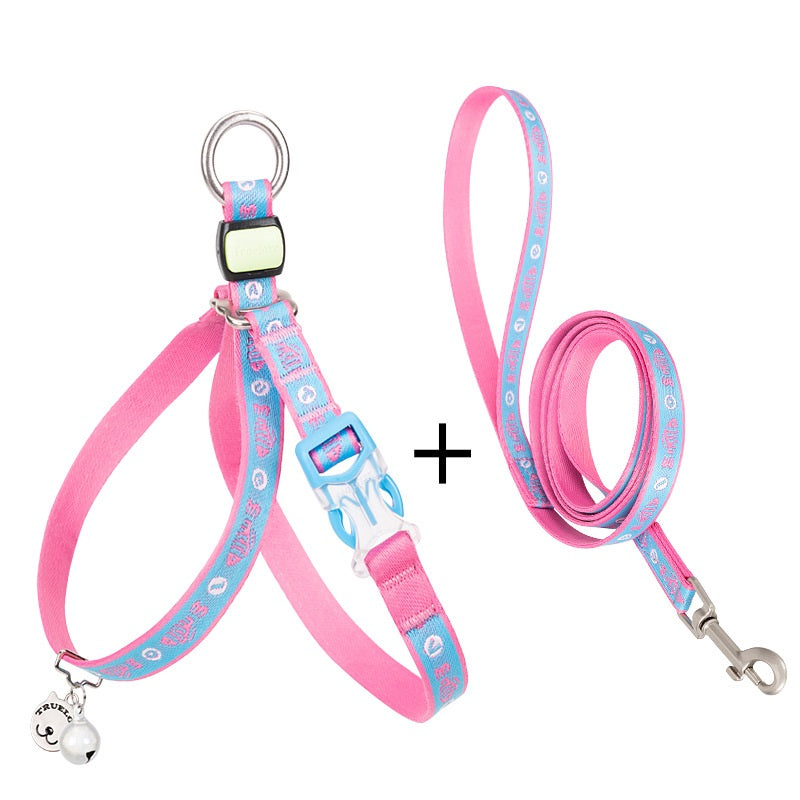 Bell Style Pet Chest Strap Vest With Leash For Small Pets