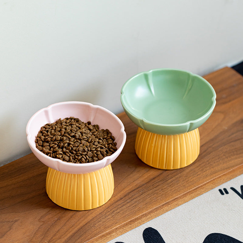 Candy Color Ceramic Pet Feeding Bowl Macaron Style Dish