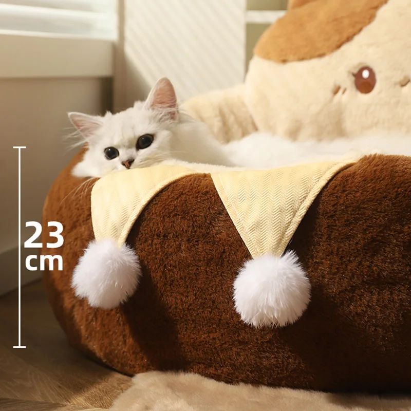 Round Warm Pet Sofa Bed Soft Cushion Nest Mattress