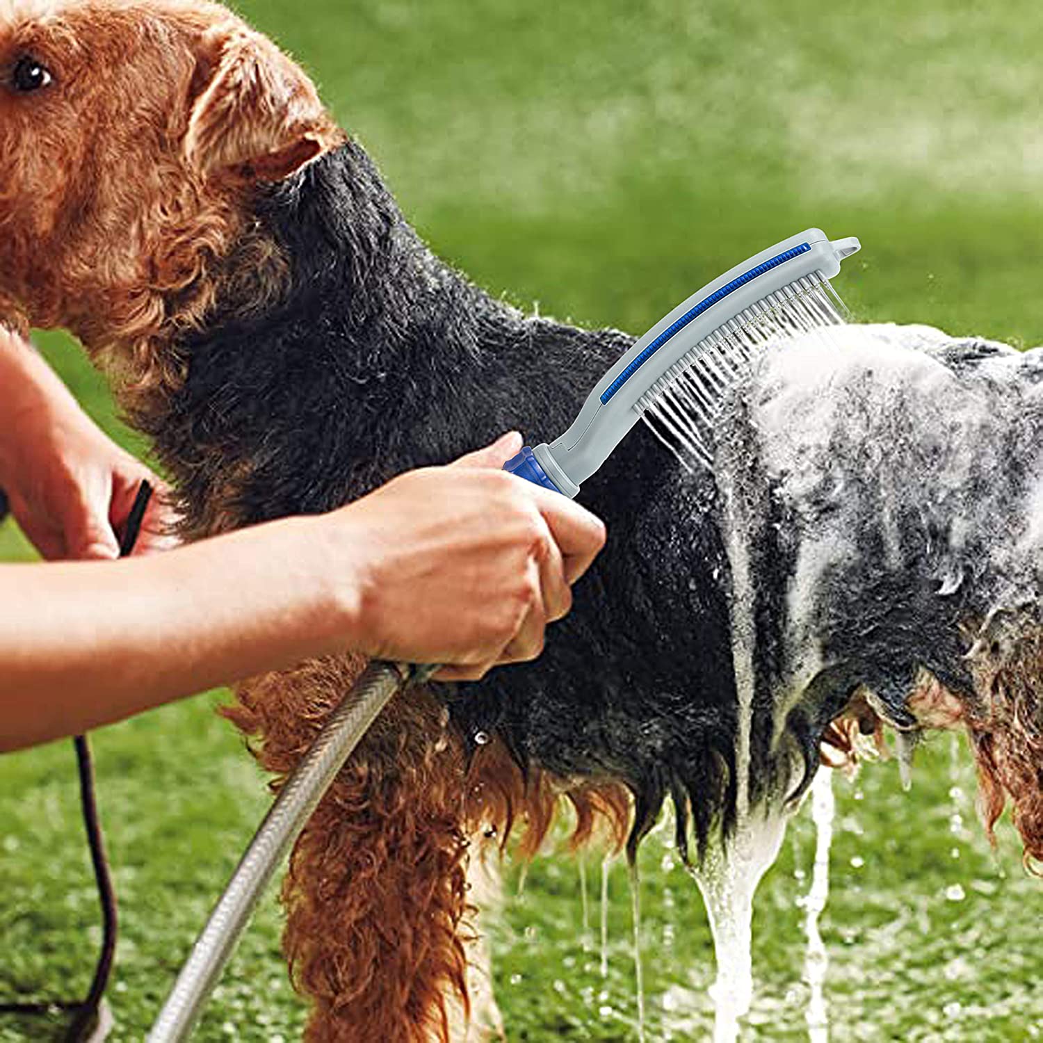 Pet Bath Brush With Water Hose Grooming Tool