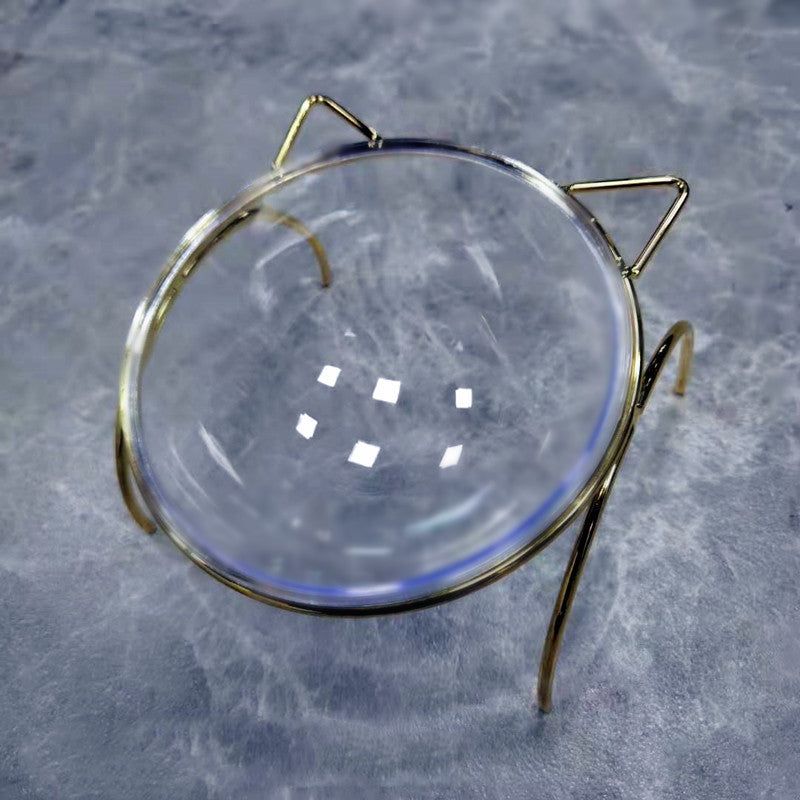 Glass Pet Feeding Bowl With Metal Stand Food Water Dish