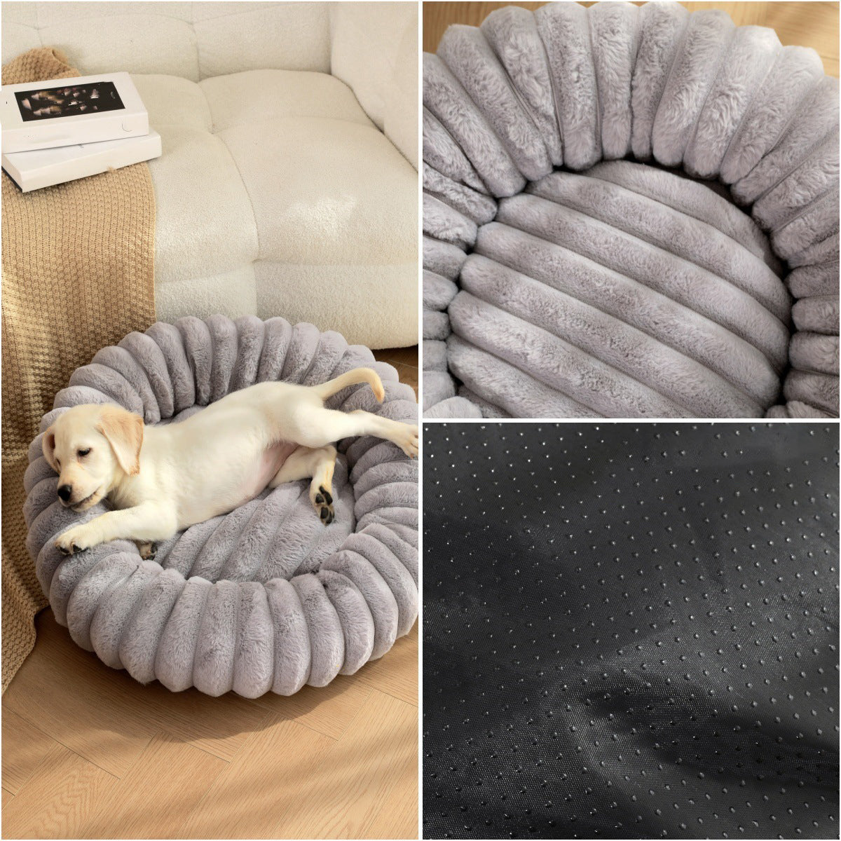 Plush Round Warm Pet Bed Winter Kennel Soft Mat