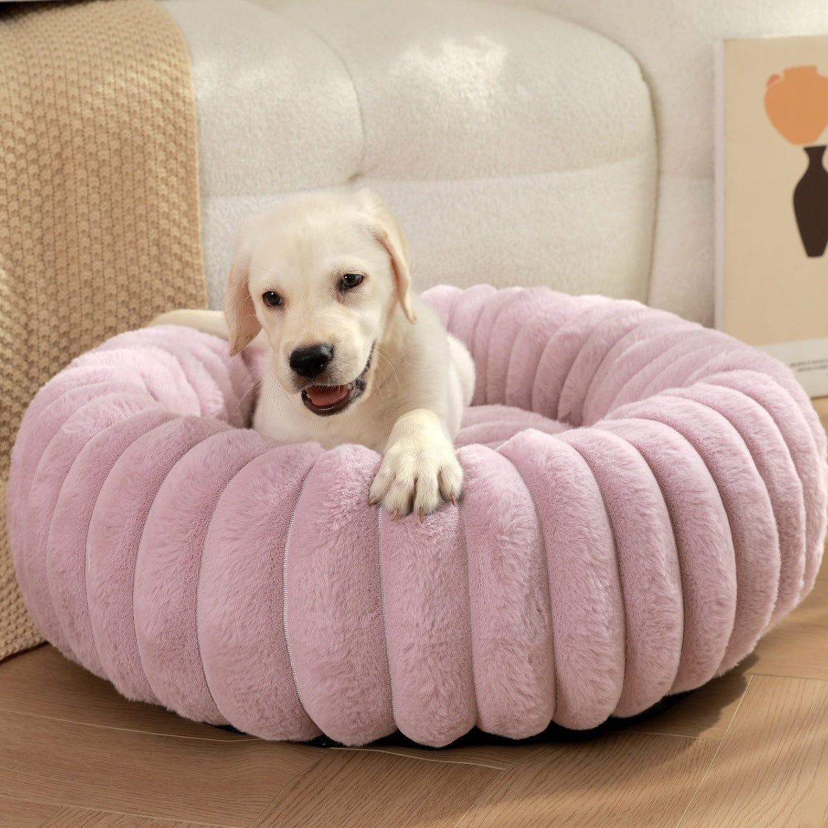 Plush Round Warm Pet Bed Winter Kennel Soft Mat