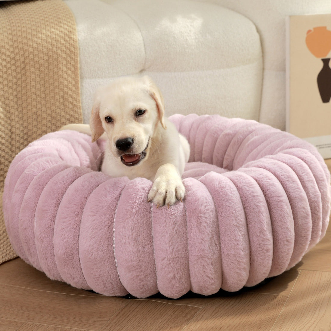 Plush Round Warm Pet Bed Winter Kennel Soft Mat