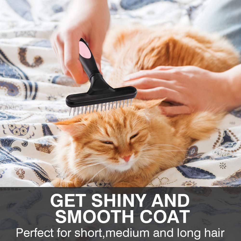 Double Row Pet Grooming Rake Deshedding Dematting Brush