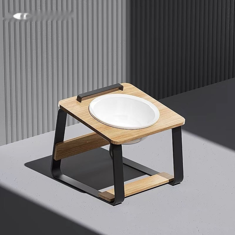 Ceramic Double Bowl Pet Feeding And Water Holder Elevated Design
