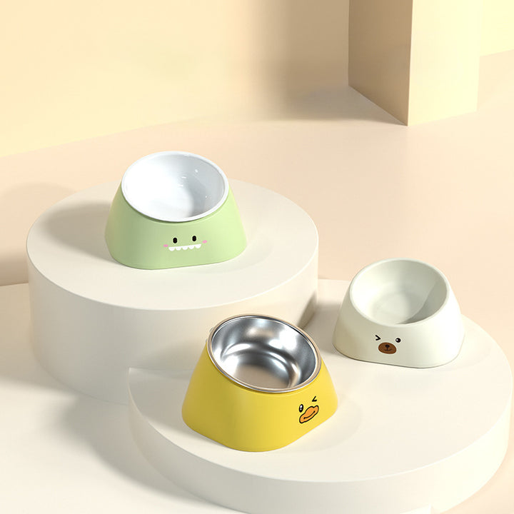 Stainless Steel Tilted Pet Bowl Durable Anti Slip Feeding