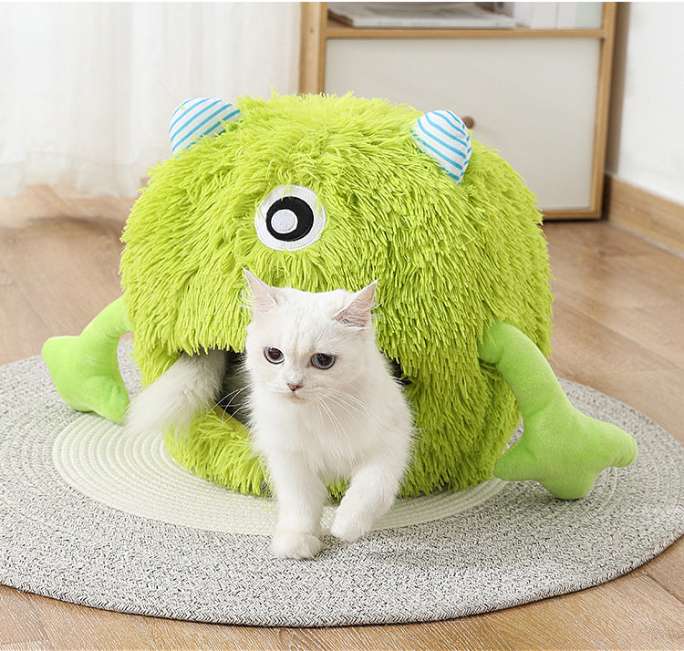 Fluffy Round Calming Pet Bed Soft Washable Non Slip
