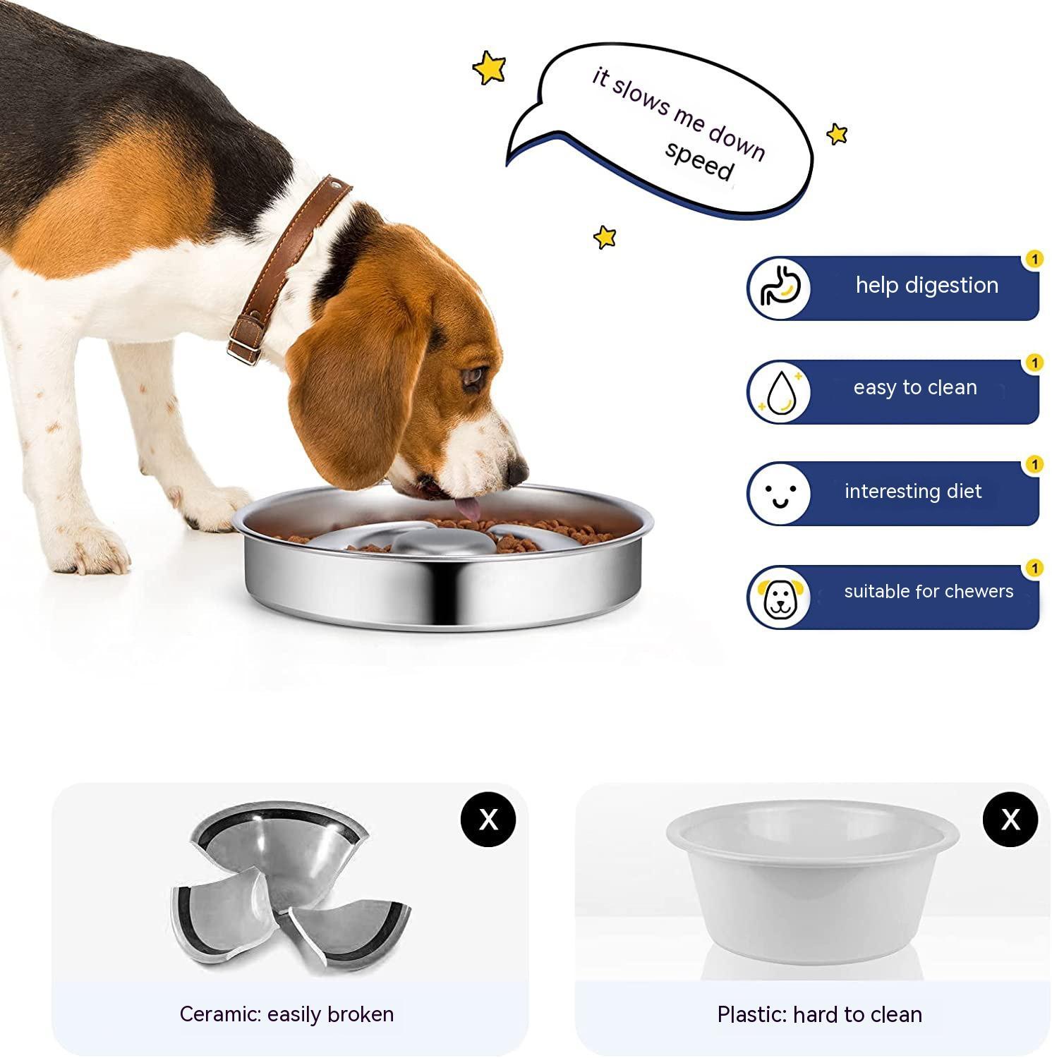 Stainless Steel Pet Slow Feeding Bowl Neck Protector Dish