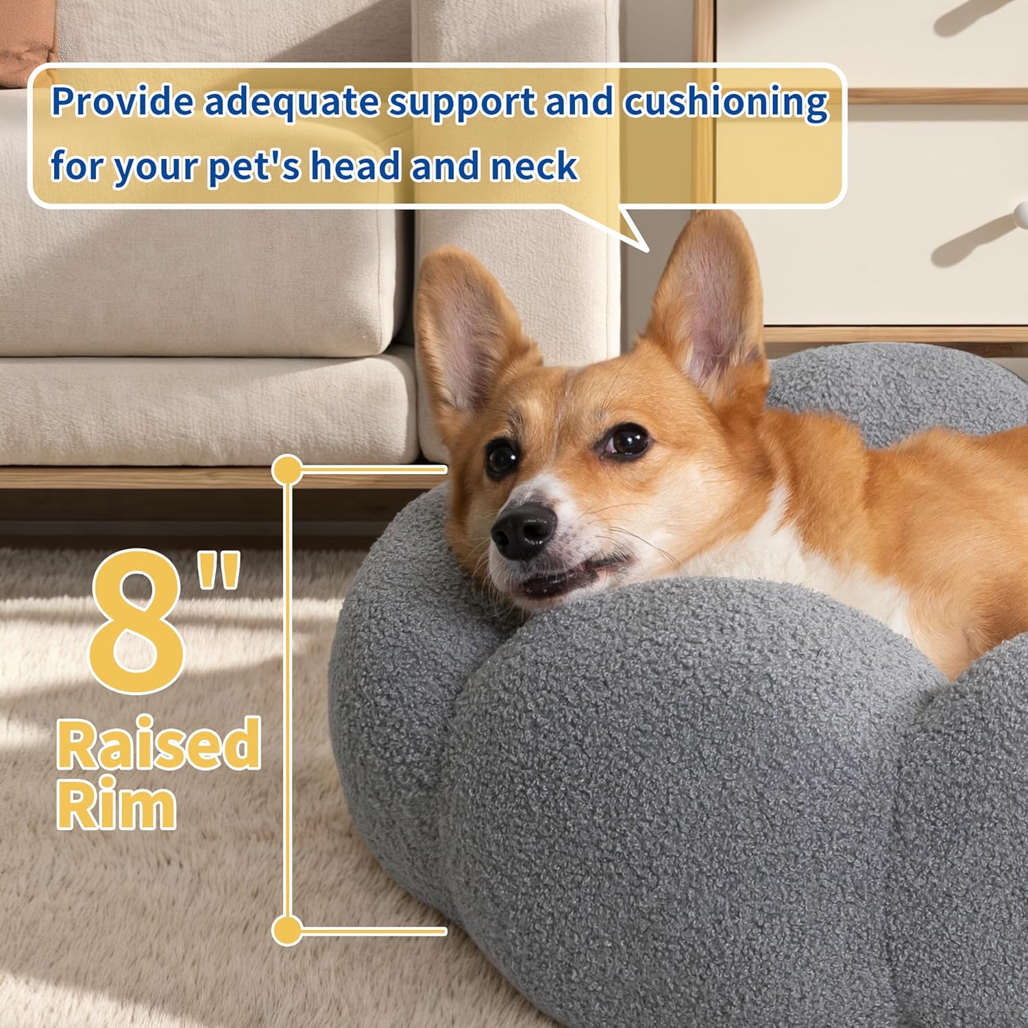Calming Plush Donut Pet Bed Soft Washable Non Slip