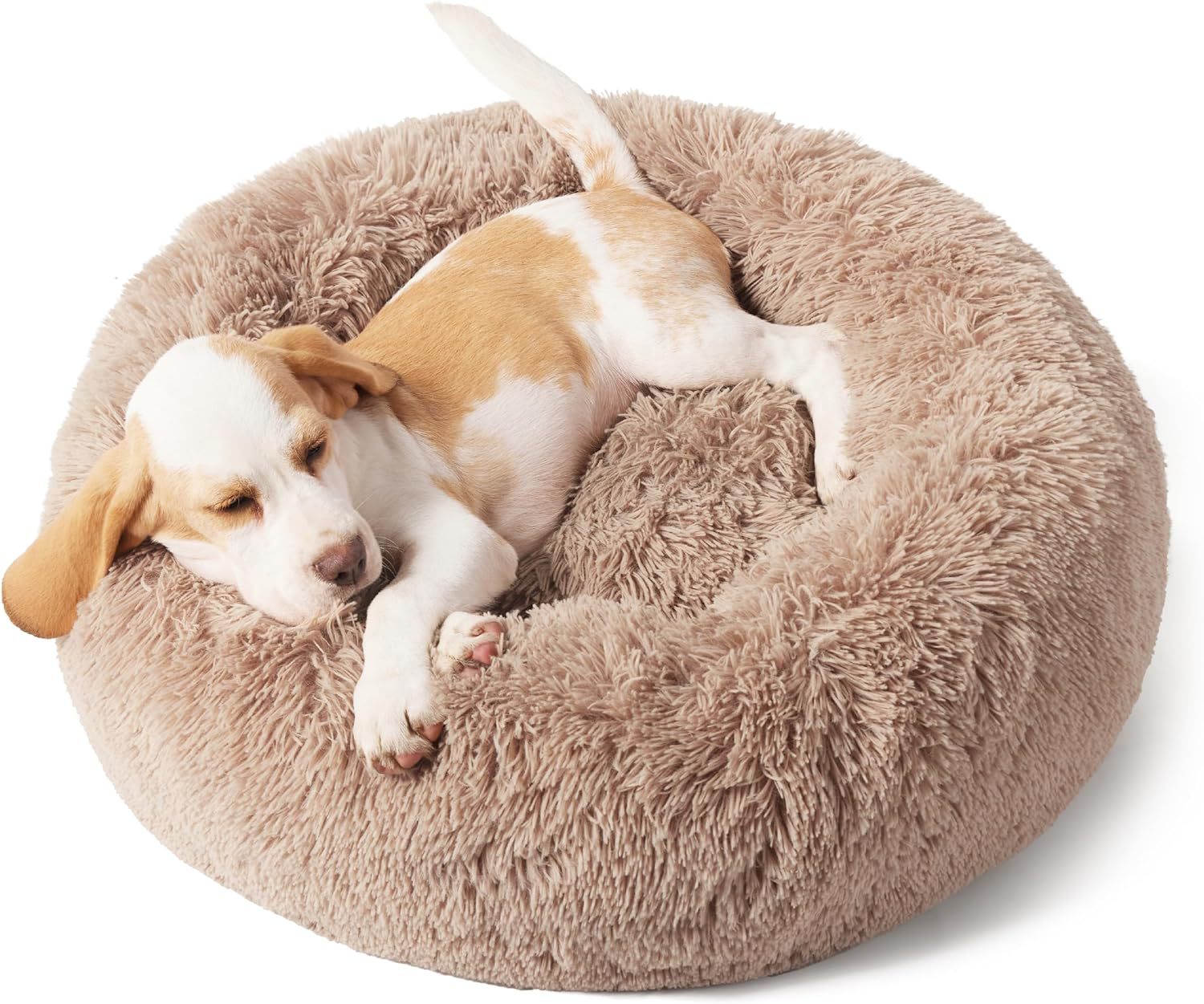 Solid Color Non Slip Round Plush Pet Bed Soft Cushion