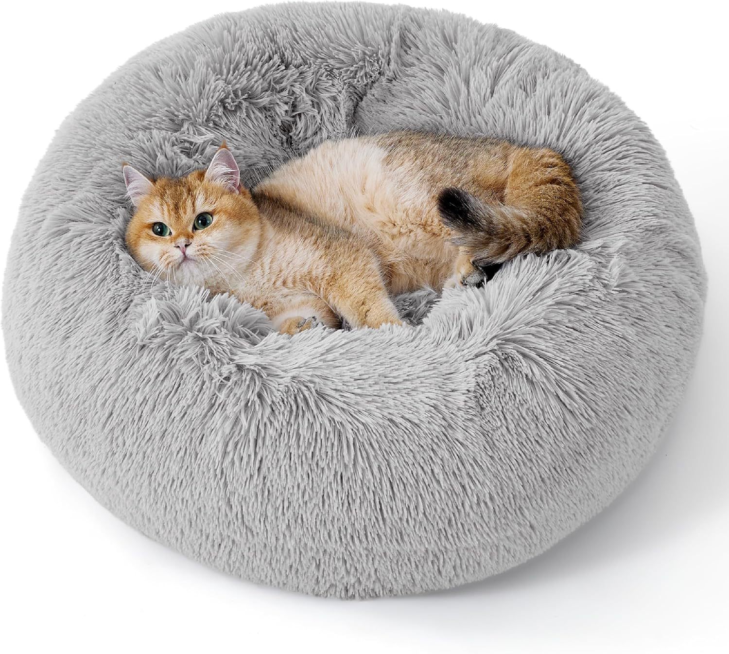 Solid Color Non Slip Round Plush Pet Bed Soft Cushion