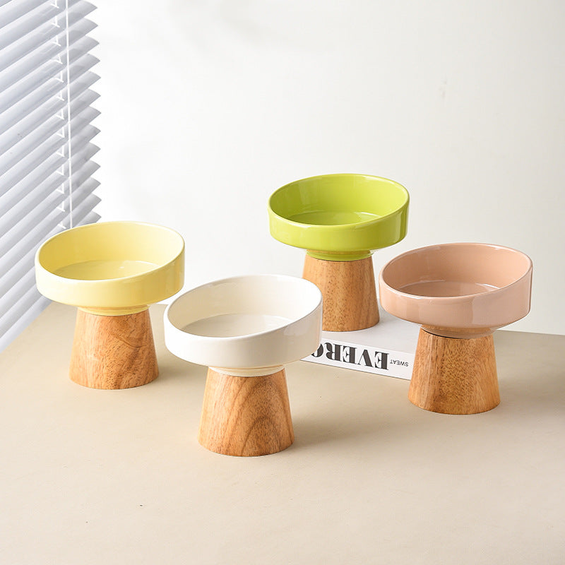 Ceramic Elevated Pet Bowl Food Water Feeding Dish