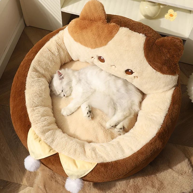 Round Warm Pet Sofa Bed Soft Cushion Nest Mattress