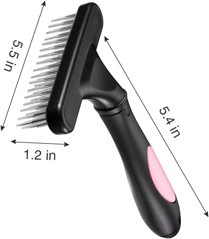 Double Row Pet Grooming Rake Deshedding Dematting Brush