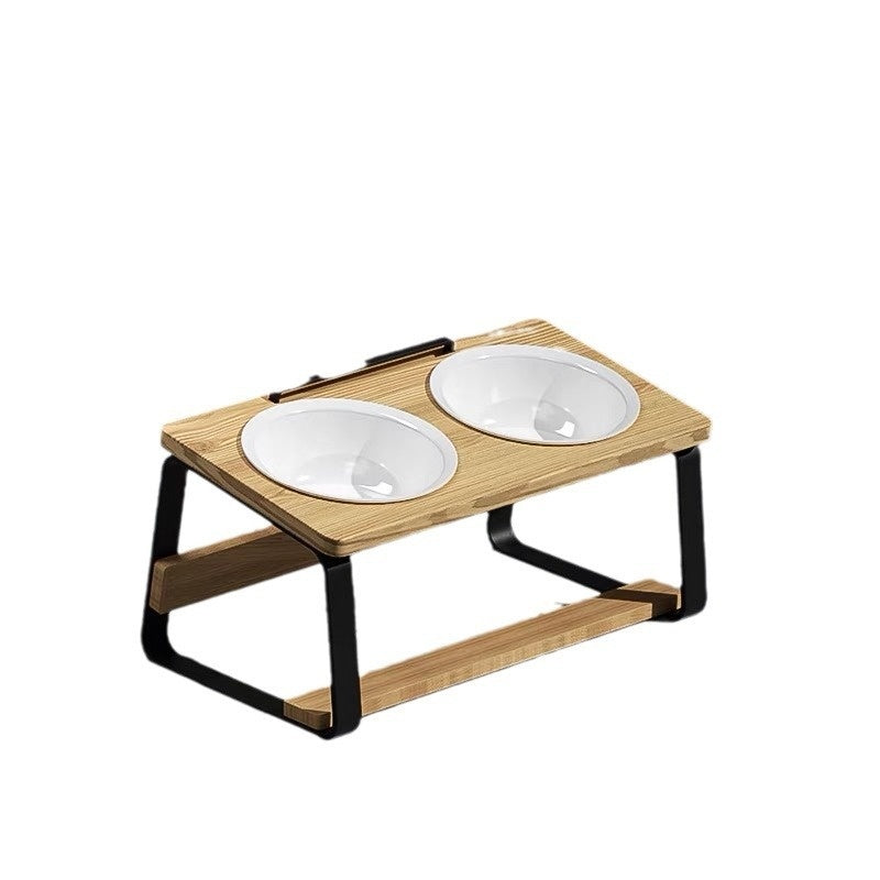 Ceramic Double Bowl Pet Feeding And Water Holder Elevated Design