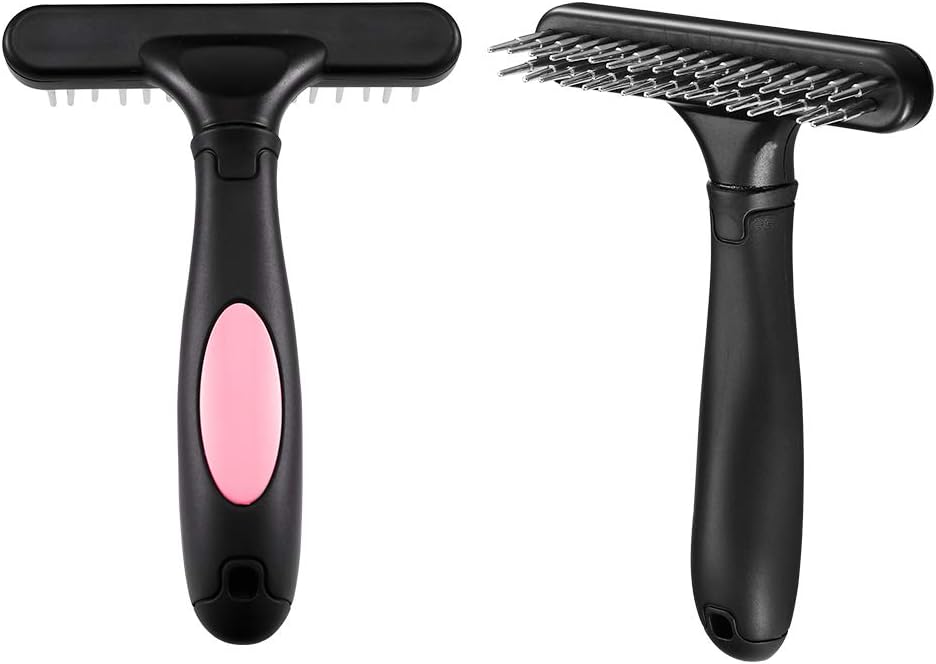 Double Row Pet Grooming Rake Deshedding Dematting Brush