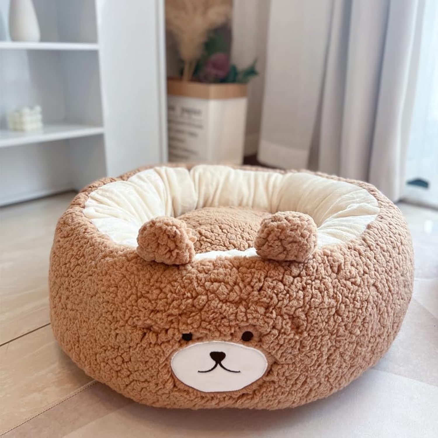 Cartoon Plush Pet Bed Soft Round Cushion All Seasons
