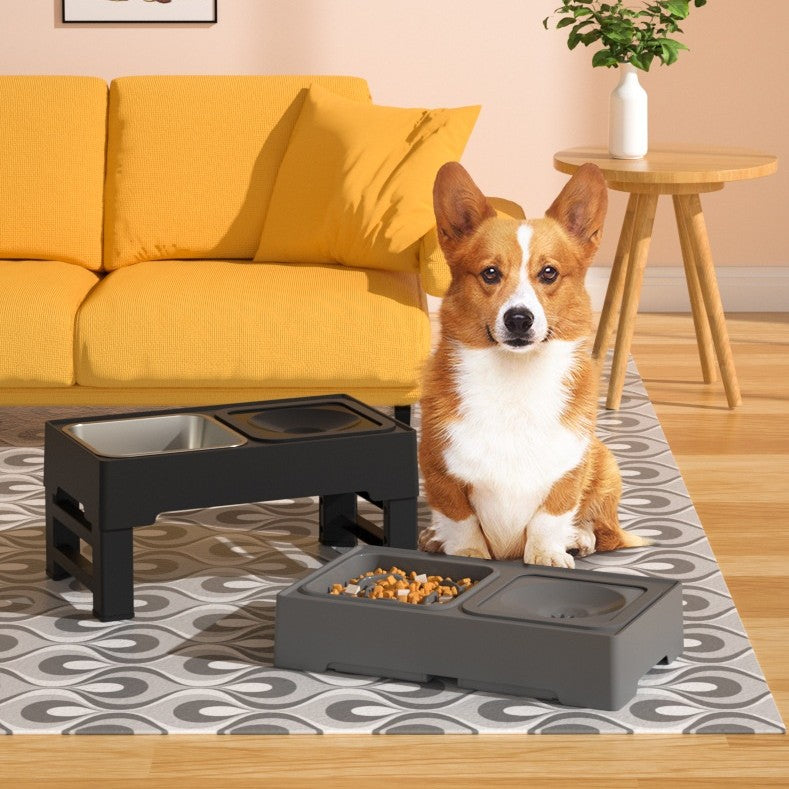 Adjustable Height Stainless Pet Double Feeding Bowl Stand