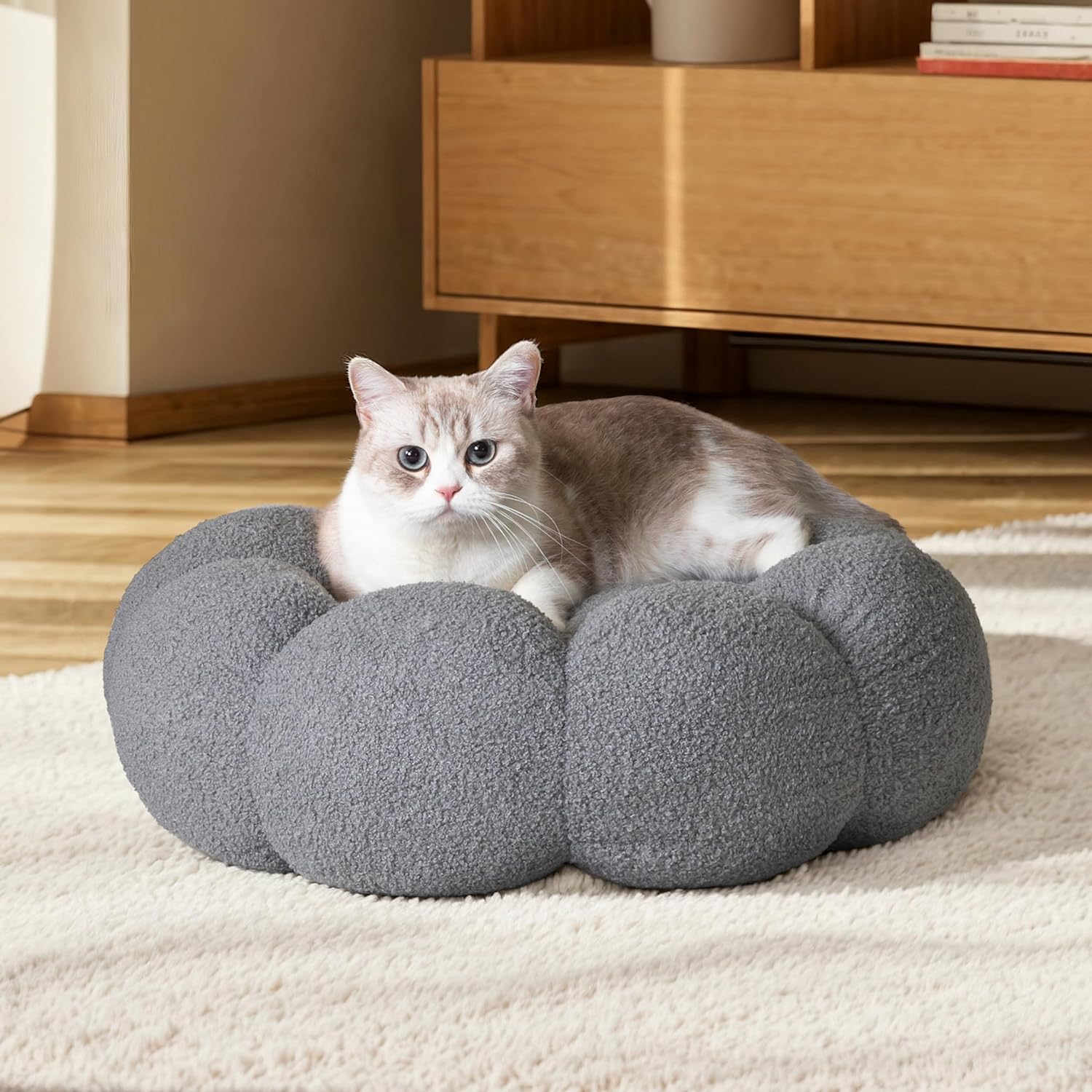 Calming Plush Donut Pet Bed Soft Washable Non Slip